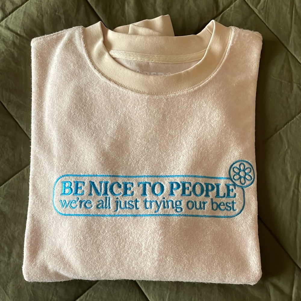 SAMII RYAN BE NICE to People terry crewneck top size medium